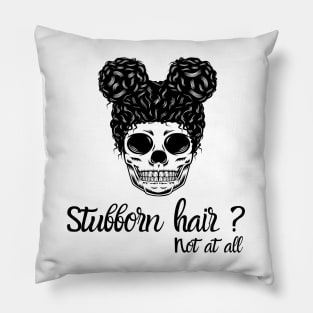 Stubborn hair - Skull hair buns Pillow