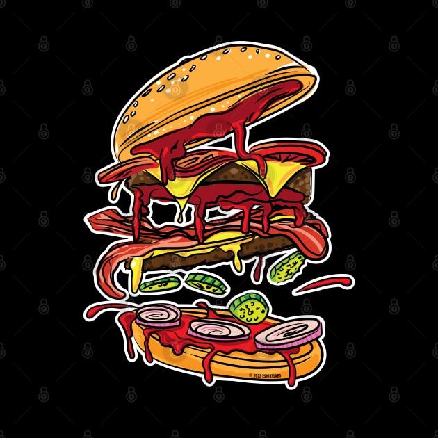 BBQ Barbeque Hickory Bacon Double Cheese Burger by eShirtLabs