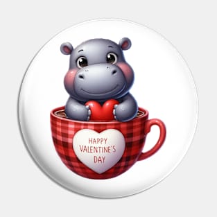 Valentine Hippo In Tea Cup Pin