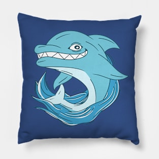 Crazy Smiling Dolphin Design Pillow