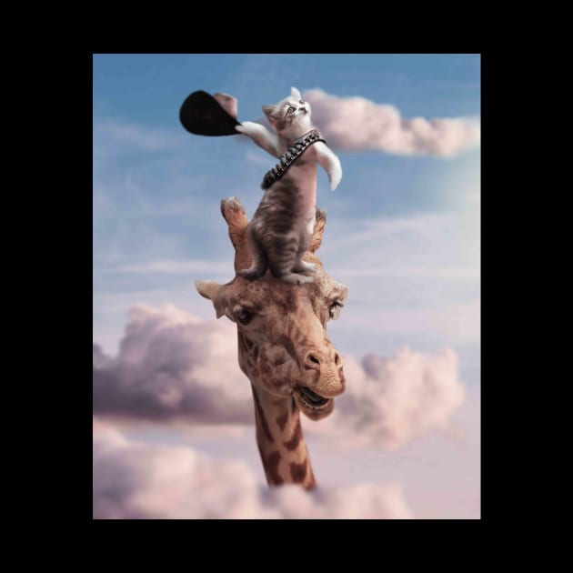 Cowboy Kitty Cat Riding Giraffe by Random Galaxy