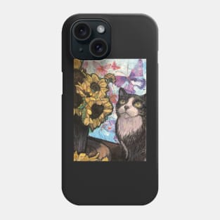 Sunny butterfly cat dreams Phone Case