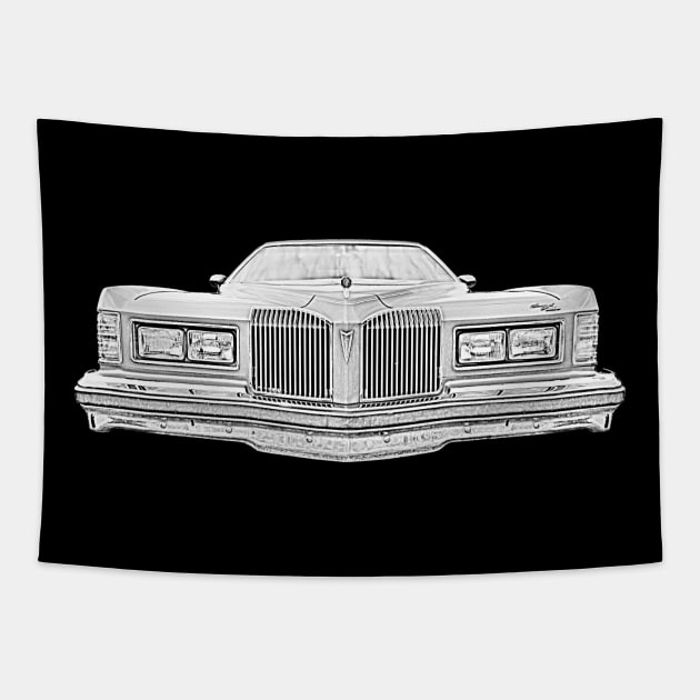 Pontiac Grand Prix 1970s American classic car monochrome Tapestry by soitwouldseem