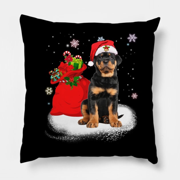 Christmas Santa Rottweiler Pillow by TeeAbe