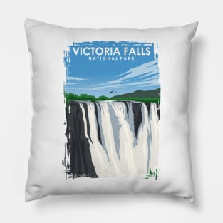 Victoria Falls National Park Zambia Africa Travel Poster Pillow