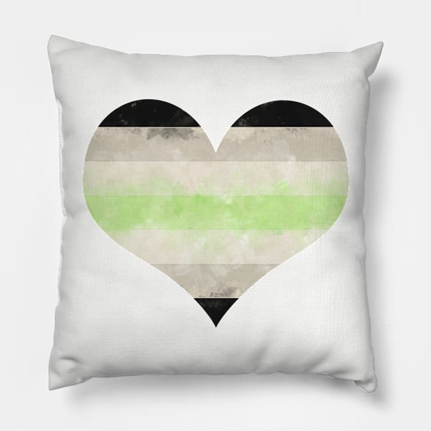 Agender Pride Heart - Watercolor Pillow by MeowOrNever