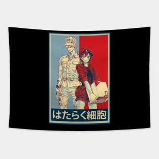 Graphic Hataraku Characters Saibou Japanese Anime Tapestry