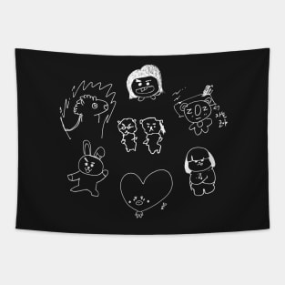 BTS BT21 DRAWING - WHITE Tapestry