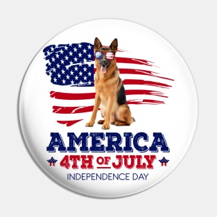 German Shepherd Flag USA - America 4th Of July Independence Day Pin