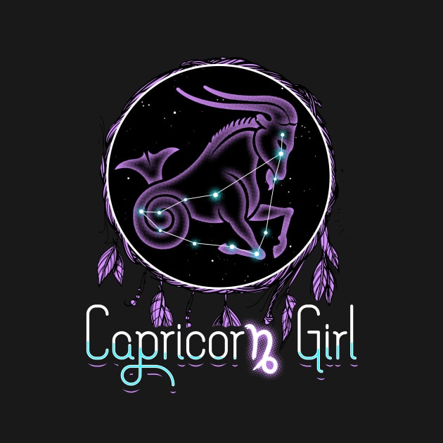 Capricorn Girl Star Sign Astrology Horoscope Design by fizzyllama