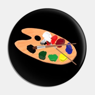 Artist Palette with Paints and Brushes (Black Background) Pin