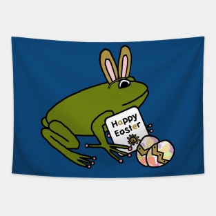 Happy Easter Bunny Ears Frog Tapestry