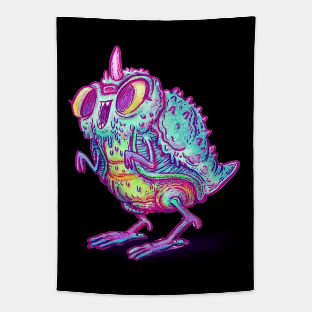 Kaiju Bird Chick Monster Tapestry by natebear