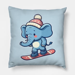 Funny elephant Snowboarding Pillow