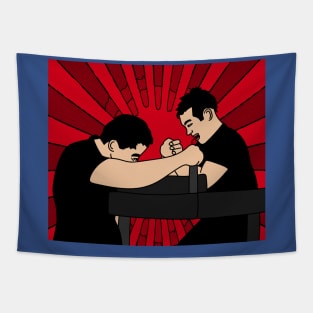 Funny Colorful Arm Wrestling Tapestry