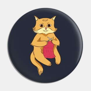 Knitting cat Pin