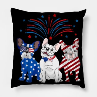 French Bulldog American Flag 4th Of July Pillow