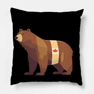 Bear with Maple leafs Canada, Canadian Flag Pillow