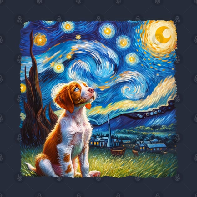 Starry Brittany Portrait - Dog Portrait by starry_night