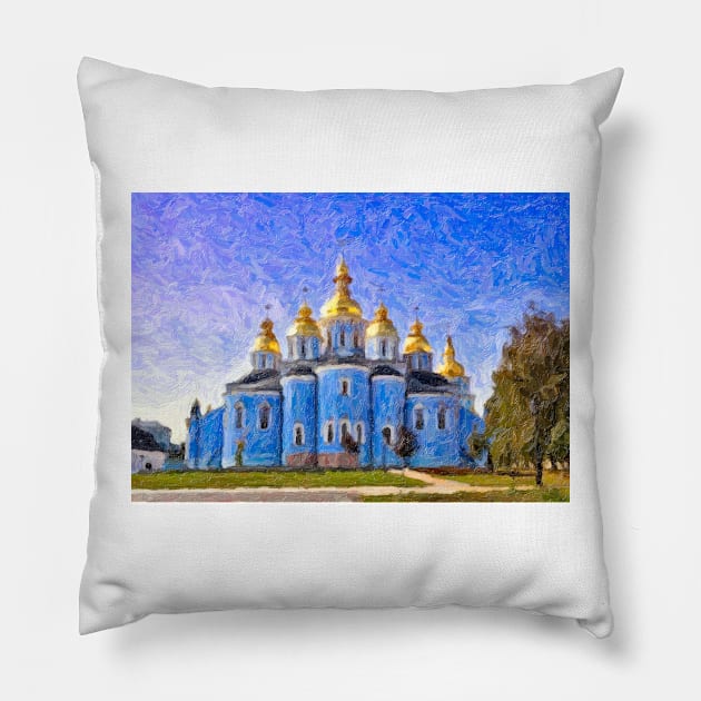 St Michael&#39;s Golden Domed Monastery, Kiev Pillow by GrahamPrentice