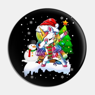 Dab Dance Unicorn Funny Christmas Lights Dabbing Unicorn Snowman Xmas Pin