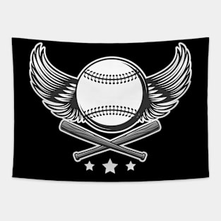 Baseball Logo with Wings Tapestry