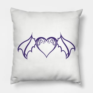 Purple Bat Heart Pillow