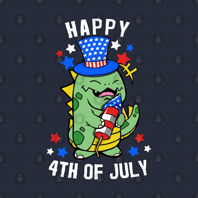 Dinosaur 4th Of July Kids American T-Rex by Rebrand