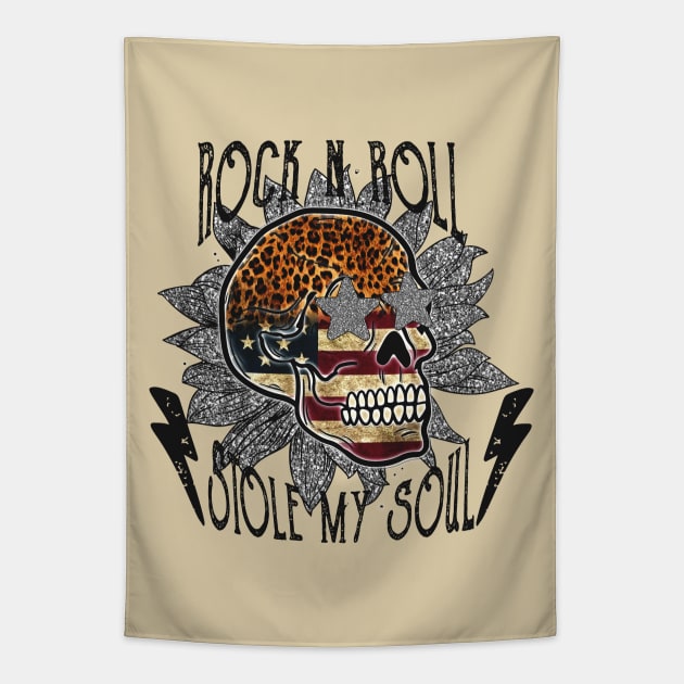 Skull, Rock"N"Roll - Sublimation Tapestry by Merilinwitch