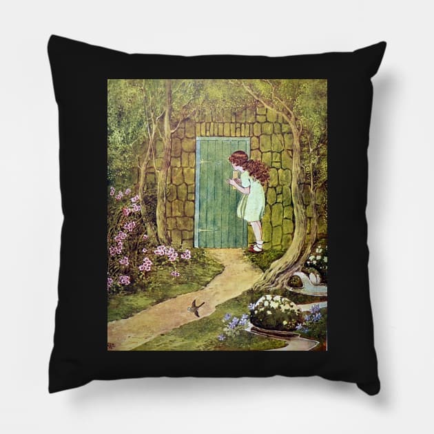 The Little Green Door - Ida Rentoul Outhwaite Pillow by forgottenbeauty