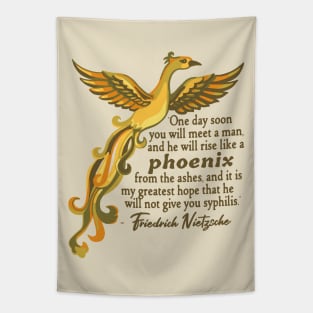 Phoenix and Nietzsche Quote Tapestry