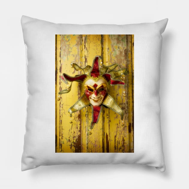 Madi Gras Jester Mask Pillow by photogarry