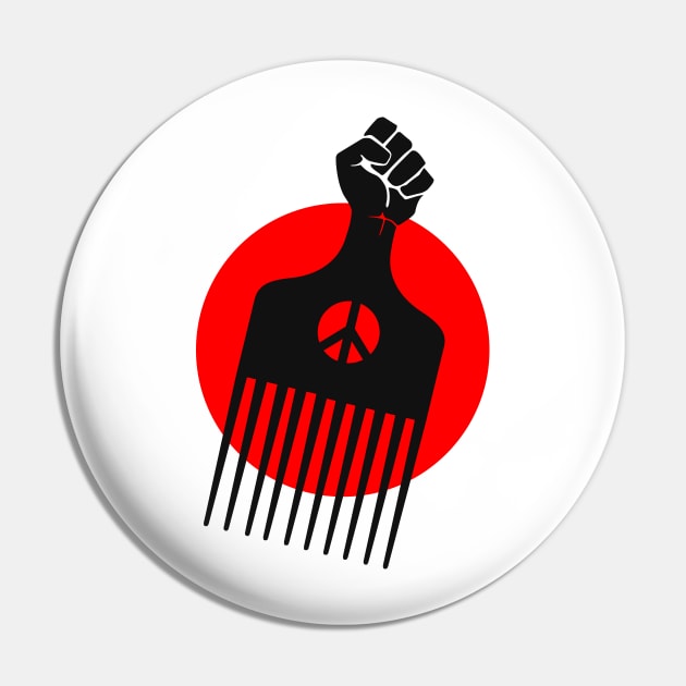 Black Fist Afro Pick, Red sun Pin by UrbanLifeApparel