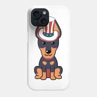 Funny guard dog is wearing uncle sam hat Phone Case