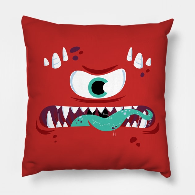 Mad Red Monster Pillow by ivejustquitsmoking