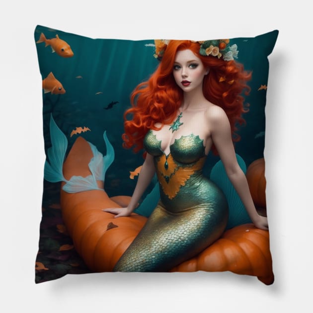 Autumn Mermaid Pillow by MGRCLimon