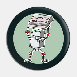 Robot Holding Drum Machine Green Pin