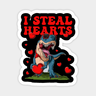 I Steal Hearts Valentines Day Cute Dinosaur Magnet