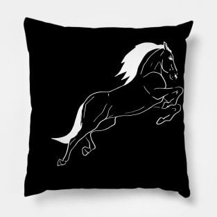 White line art jumping horse Pillow