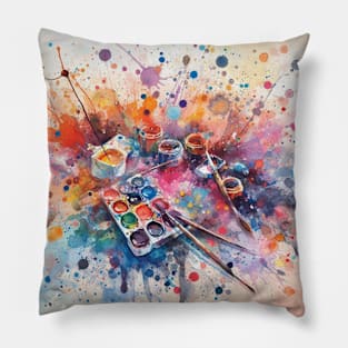 Psychedelic looking abstract illustration messy paint Pillow