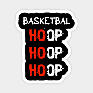 Basketball Ho Ho Ho Hoop Hoop Hoop Red Magnet