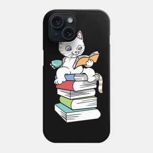 Kawaii Book Cat Tea Coffee Phone Case