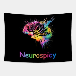 Neurospicy colorful brain Tapestry