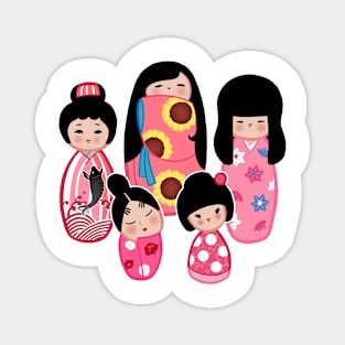 Kokeshi in Pink Magnet