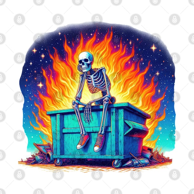 Skeleton on a Dumpster Fire by FlawlessSeams