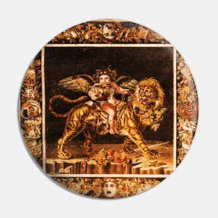 POMPEII ,ANTIQUE ROMAN MOSAICS Young Dionysus Riding a Tiger Pin
