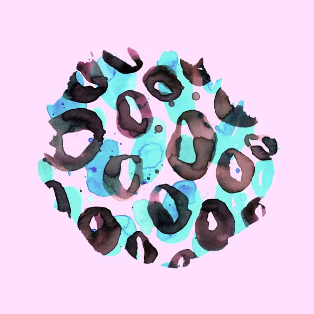 Leopard Circles Blue Pink by ninoladesign
