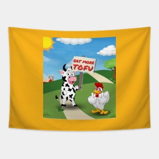 Eat More Tofu - Country Road Humor Design Tapestry