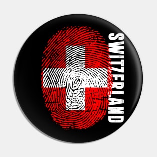 Switzerland Flag Fingerprint My Story DNA Swiss Pin