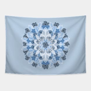 Crystals Succulents Mandala BLUE Tapestry